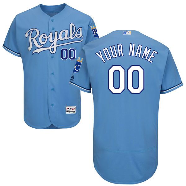 Men Kansas City Royals Majestic Alternate Atlantic Blue Flex Base Authentic Collection Custom MLB Jersey